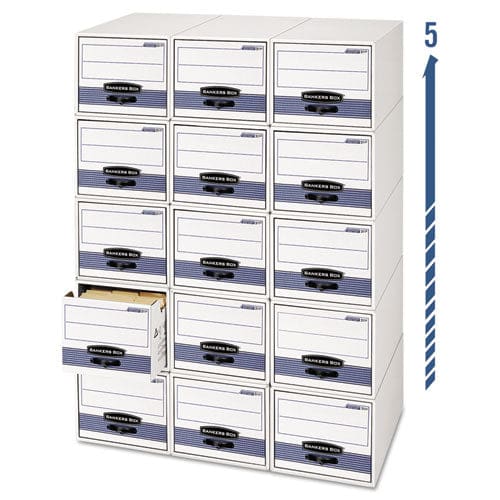 Bankers Box Stor/drawer Steel Plus Extra Space-savings Storage Drawers 10.5 X 25.25 X 5.25 White/blue 12/carton - Office - Bankers Box®