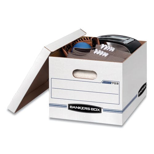 Bankers Box Stor/file Basic-duty Storage Boxes Letter/legal Files 12.5 X 16.25 X 10.5 White/blue 4/carton - School Supplies - Bankers Box®