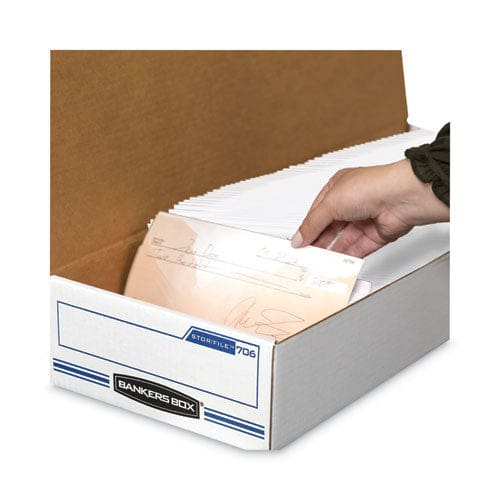 Bankers Box Stor/file Check Boxes 9.25 X 25 X 4.13 White/blue 12/carton - Office - Bankers Box®