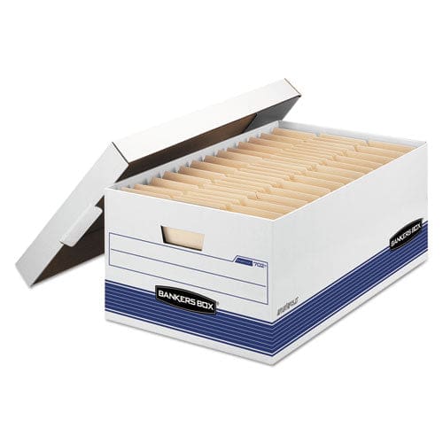 Bankers Box Stor/file Medium-duty Storage Boxes Legal Files 15.88 X 25.38 X 10.25 White/blue 12/carton - School Supplies - Bankers Box®