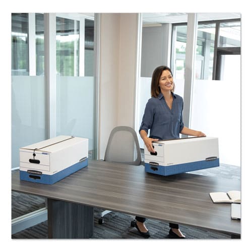 Bankers Box Stor/file Medium-duty Strength Storage Boxes Legal Files 15.25 X 19.75 X 10.75 White/blue 4/carton - School Supplies - Bankers