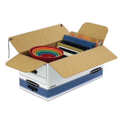 Bankers Box Stor/file Medium-duty Strength Storage Boxes Legal Files 15.25 X 19.75 X 10.75 White/blue 4/carton - School Supplies - Bankers