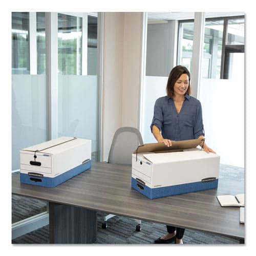 Bankers Box Stor/file Medium-duty Strength Storage Boxes Letter Files 12.25 X 24.13 X 10.75 White/blue 12/carton - School Supplies - Bankers