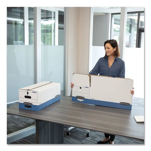 Bankers Box Stor/file Medium-duty Strength Storage Boxes Letter Files 12.25 X 24.13 X 10.75 White/blue 4/carton - School Supplies - Bankers