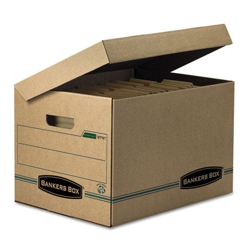 Bankers Box Systematic Basic-duty Attached Lid Storage Boxes Letter/legal Files Kraft/green 12/carton - School Supplies - Bankers Box®