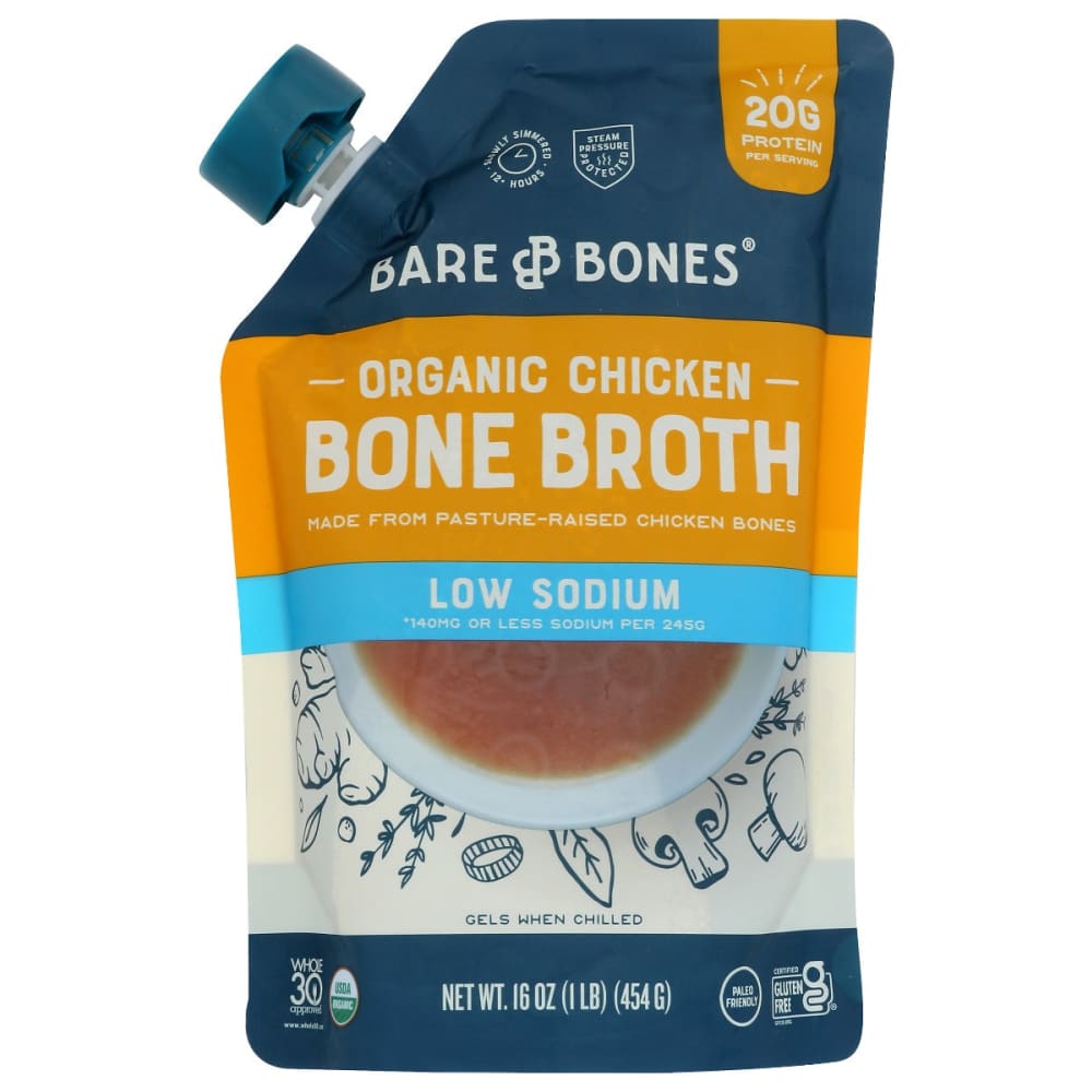 BARE BONES: Broth Chicken Bone Low Sodium 16 oz - Grocery > Soups & Stocks - BARE BONES