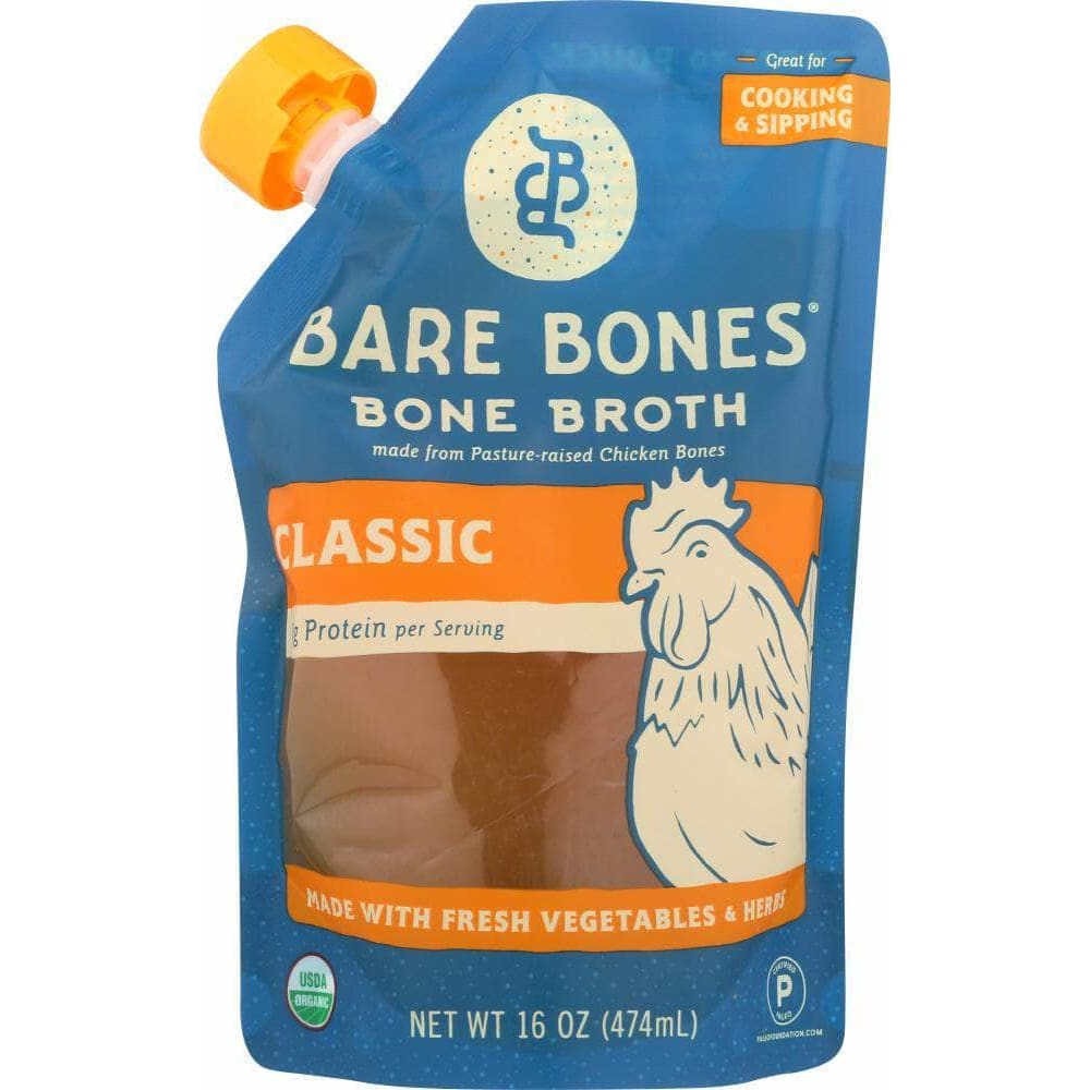 Bare Bones Bare Bones Broth Chicken Pasture Raised Organic, 16 oz