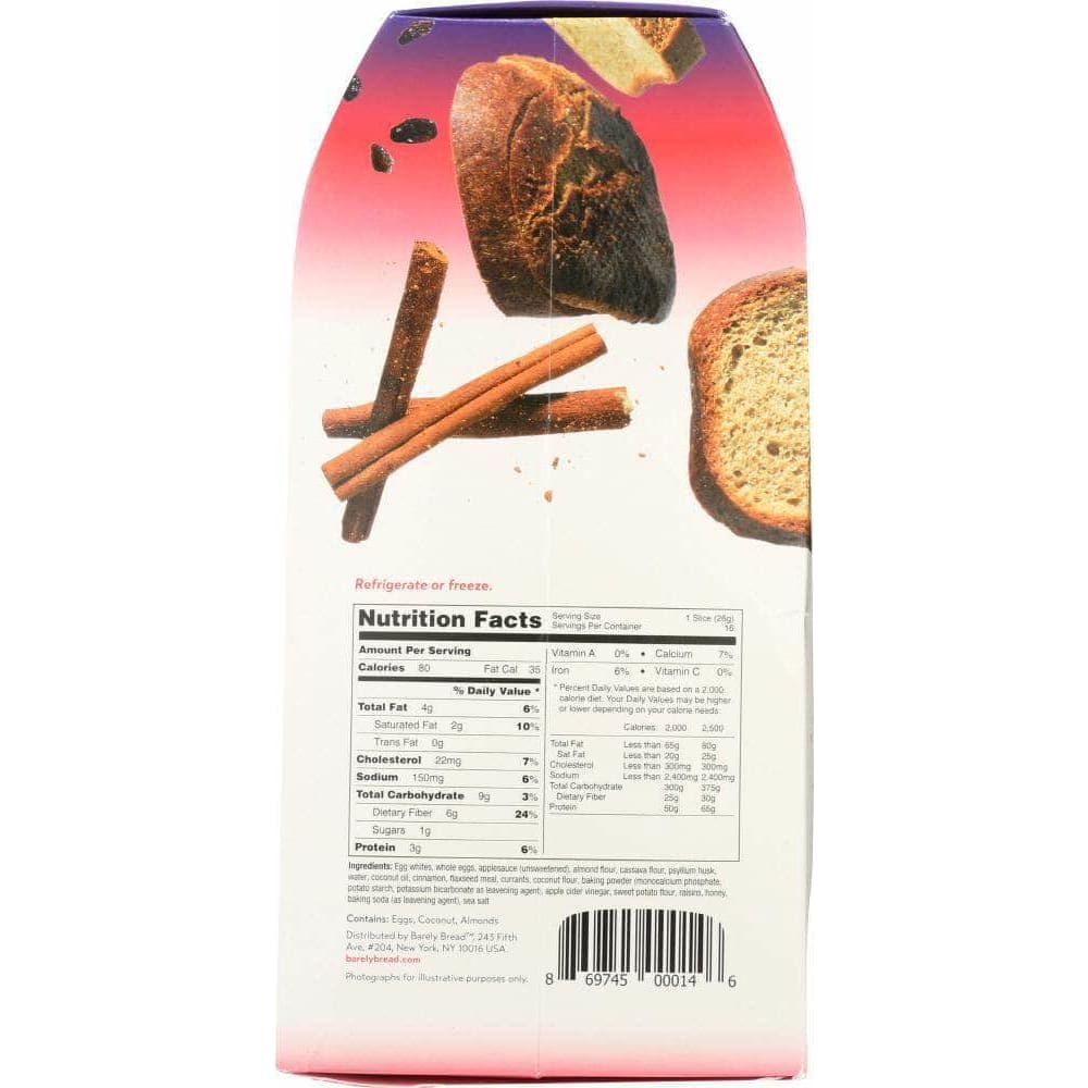 Barely Bread Barely Bread Cinnamon Raisin Sliced Loaf, 11 oz