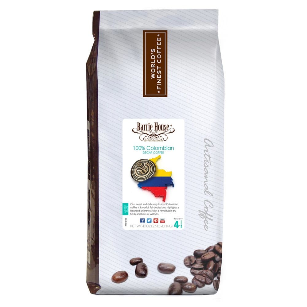 Barrie House Whole Bean Coffee Decaf Colombian (40 oz.) - Coffee Tea & Cocoa - Barrie House