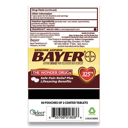 Bayer Aspirin Tablets Two-pack 50 Packs/box - Janitorial & Sanitation - Bayer®