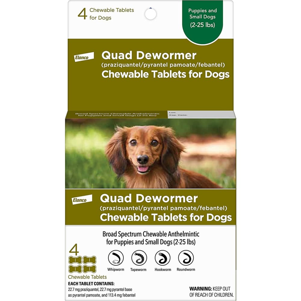 Bayer Quad Dewormer 22.7mg 4ct. Small Dog - Pet Supplies - Bayer