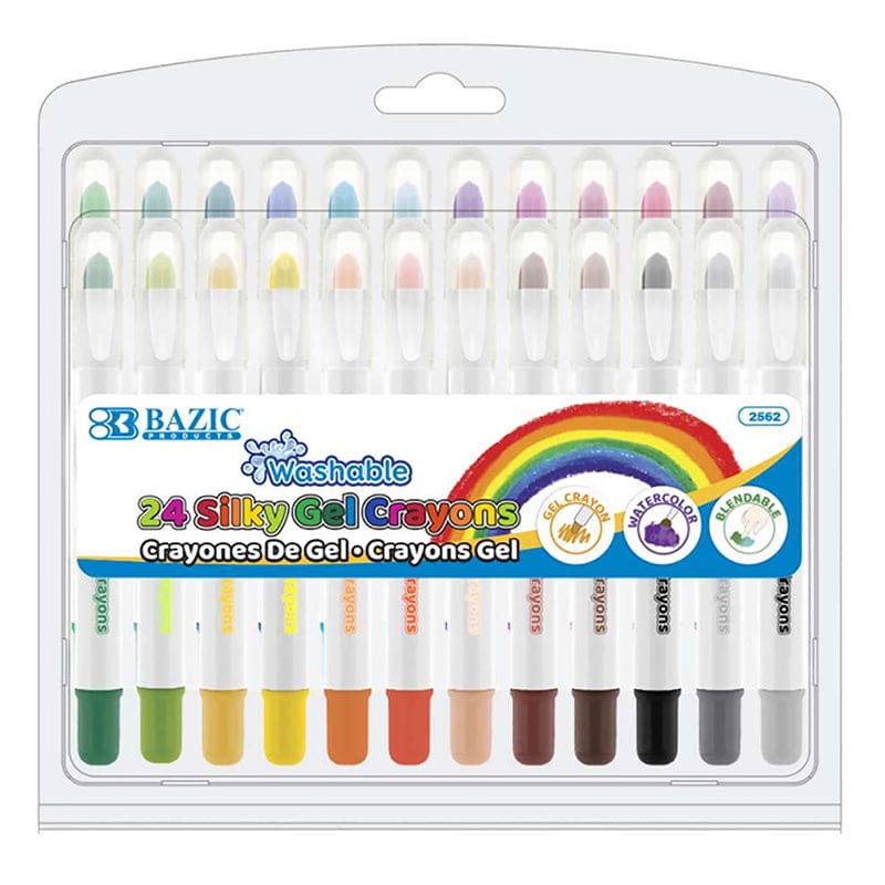 Bazic 24 Color Silky Gel Crayons (Pack of 3) - Crayons - Bazic Products