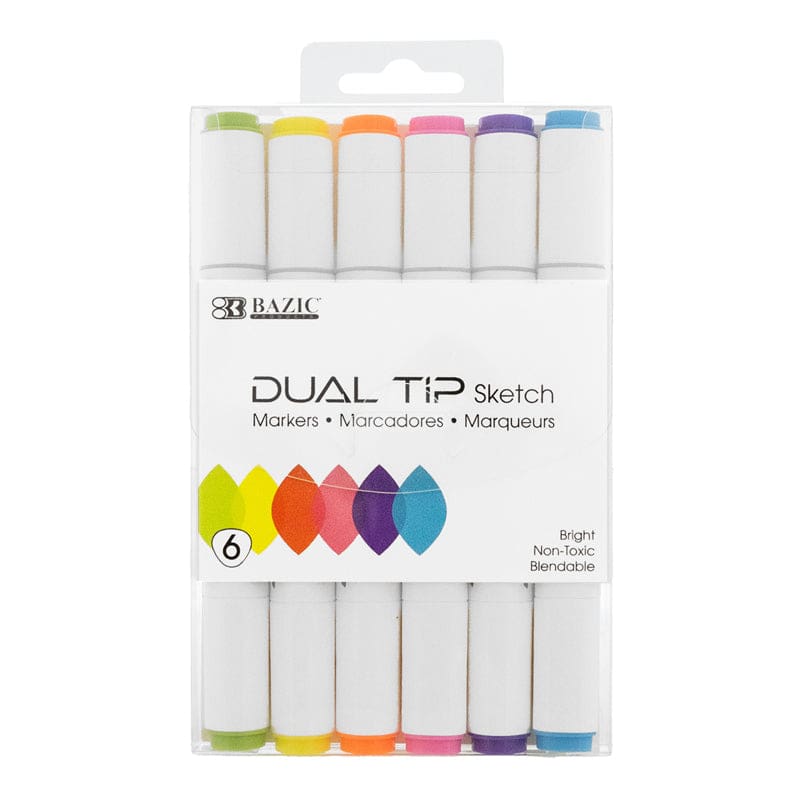 Bazic 6 Fluor Colr 2Tip Markers Sketch (Pack of 8) - Markers - Bazic Products