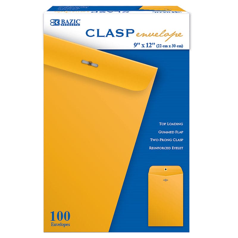 Bazic Clasp Envelopes 9 X 12 100 Pk - Envelopes - Bazic Products