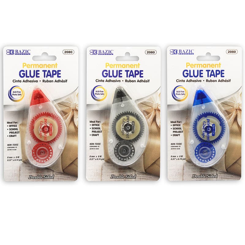 Bazic Glue Tape (Pack of 12) - Glue/Adhesives - Bazic Products