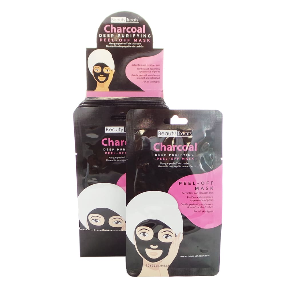 BEAUTY TREATS Deep Purifying Peel-Off Charcoal Mask Display Set, 24 Pieces