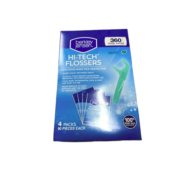 Berkley Jensen Mint Hi-Tech Mint Flavor Flossers Floss with Fold-away Pick Protector, 360 ct. - ShelHealth.Com