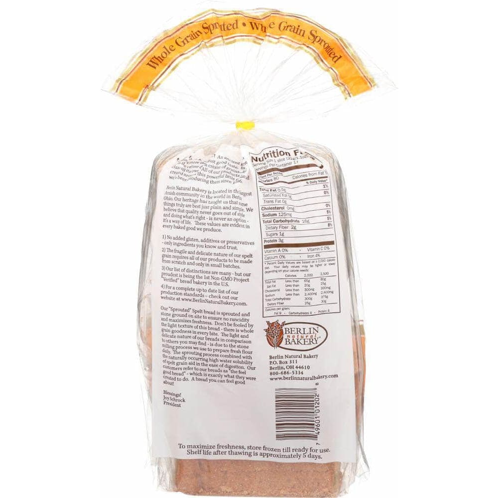 Berlin Bakery Berlin Bakery Whole Grain Spelt Sprouted Bread, 19 Oz