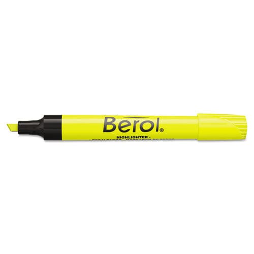 Berol 4009 Chisel Tip Highlighter Fluorescent Yellow Ink Chisel Tip Yellow/black Barrel Dozen - School Supplies - Berol