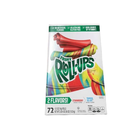 Betty Croker Strawberry & Tropical Tie Dye Fruit Roll Ups, 72 Count, 36 oz - ShelHealth.Com