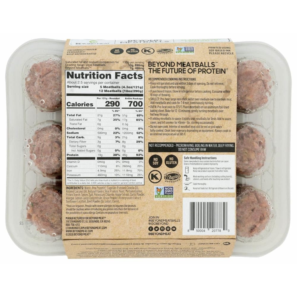 BEYOND MEAT Grocery > Frozen BEYOND MEAT Beyond Meatballs Italian Style Plant Based Meatballs, 10 oz