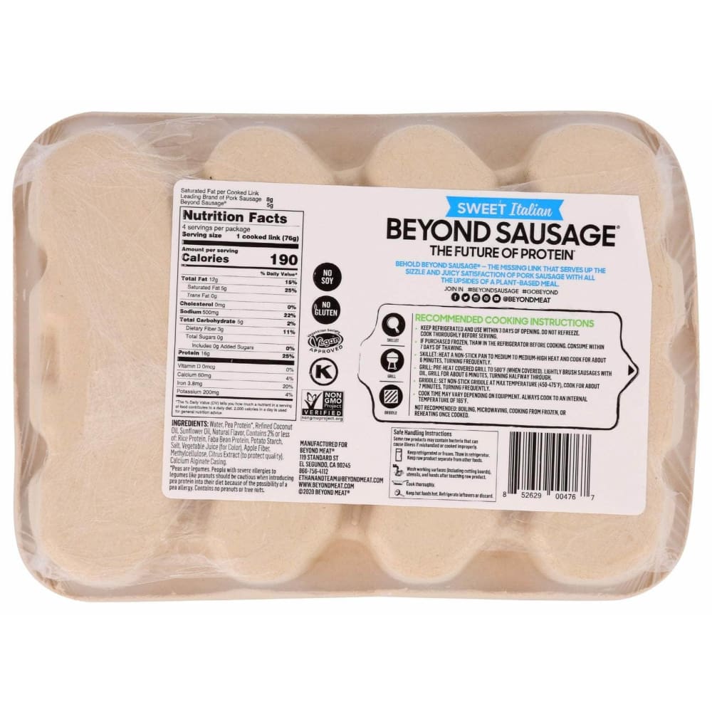 BEYOND MEAT Grocery > Frozen BEYOND MEAT Beyond Sausage Sweet Italian Plant Based Links, 14 oz