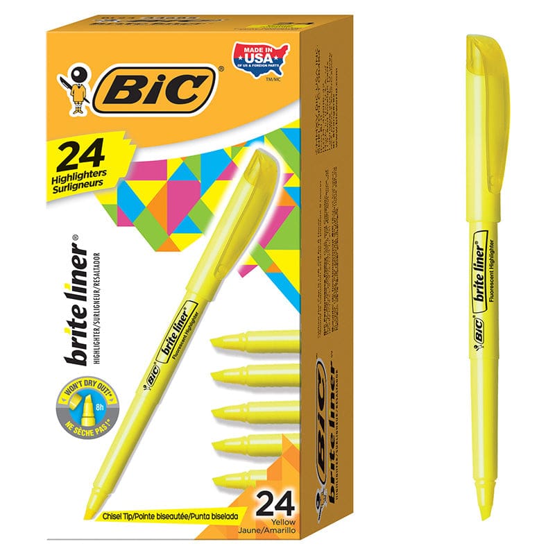 Bic 24/Pk Ylw Chisel Tip Highlight Brite Liner (Pack of 2) - Highlighters - Bic Usa Inc