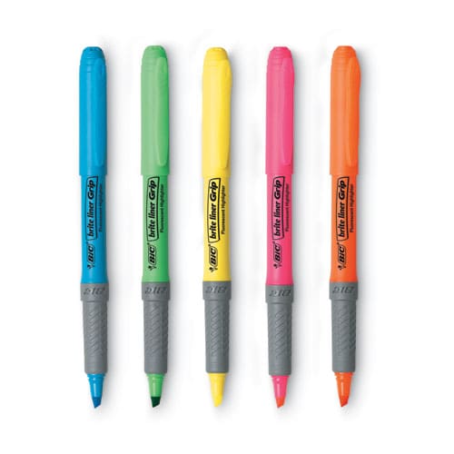 BIC Brite Liner Grip Pocket Highlighter Assorted Ink Colors Chisel Tip Assorted Barrel Colors 5/set - School Supplies - BIC®