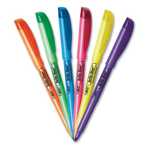 BIC Brite Liner Highlighter Fluorescent Blue Ink Chisel Tip Blue/black Barrel Dozen - School Supplies - BIC®