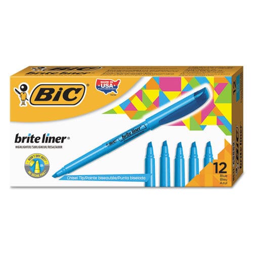 BIC Brite Liner Highlighter Fluorescent Blue Ink Chisel Tip Blue/black Barrel Dozen - School Supplies - BIC®