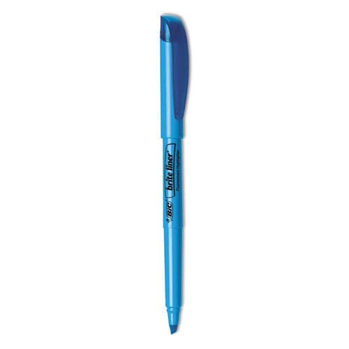 BIC Brite Liner Highlighter Fluorescent Blue Ink Chisel Tip Blue/black Barrel Dozen - School Supplies - BIC®