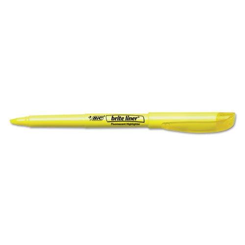 BIC Brite Liner Highlighter Fluorescent Yellow Ink Chisel Tip Yellow/black Barrel Dozen - School Supplies - BIC®