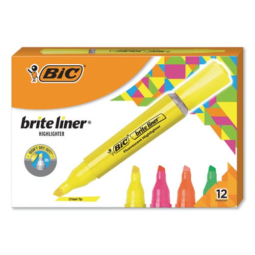 BIC Brite Liner Tank-style Highlighter Assorted Ink Colors Chisel Tip Assorted Barrel Colors Dozen - School Supplies - BIC®