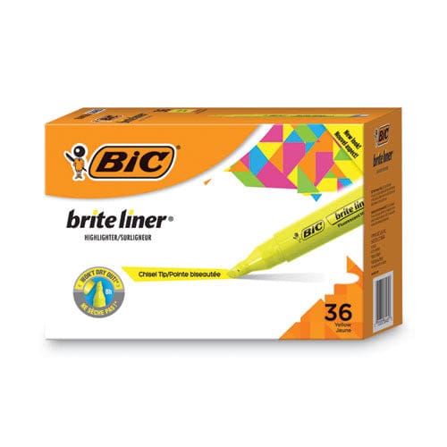 BIC Brite Liner Tank-style Highlighter Value Pack Yellow Ink Chisel Tip Yellow/black Barrel 36/pack - School Supplies - BIC®