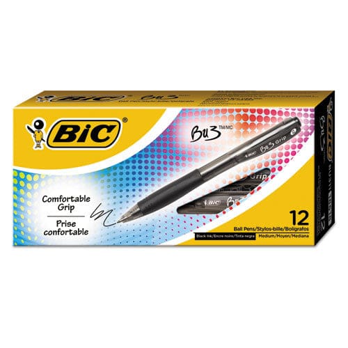 BIC Bu3 Ballpoint Pen Retractable Bold 1 Mm Black Ink Black Barrel Dozen - School Supplies - BIC®