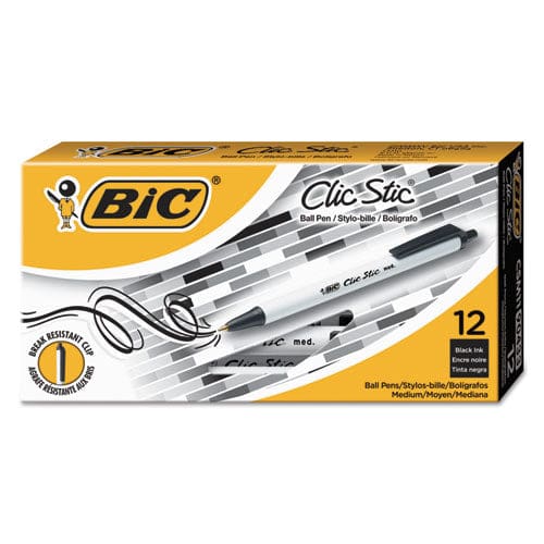 BIC Clic Stic Ballpoint Pen Retractable Medium 1 Mm Blue Ink White Barrel Dozen - School Supplies - BIC®