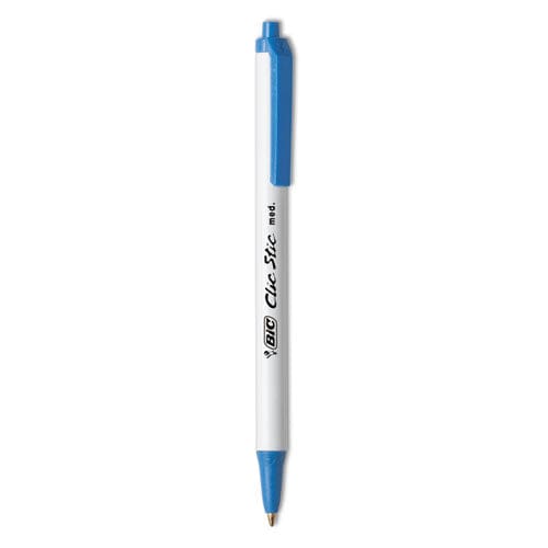 BIC Clic Stic Ballpoint Pen Retractable Medium 1 Mm Blue Ink White Barrel Dozen - School Supplies - BIC®