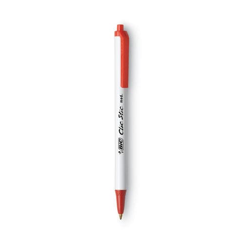 BIC Clic Stic Ballpoint Pen Retractable Medium 1 Mm Red Ink White Barrel Dozen - School Supplies - BIC®