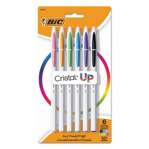 BIC Cristal Up Ballpoint Pen Stick Medium 1.2 Mm Assorted Ink Colors White Barrel 6/pack - School Supplies - BIC®