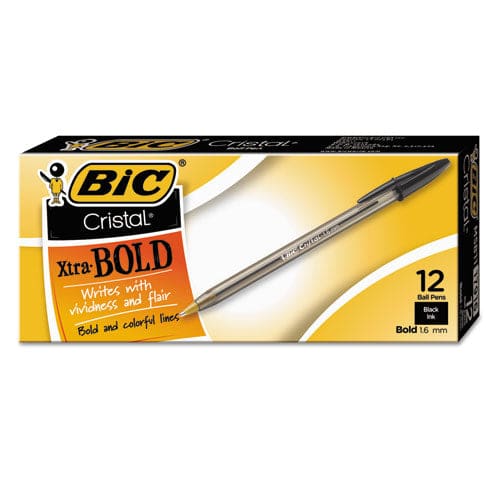 BIC Cristal Xtra Bold Ballpoint Pen Stick Bold 1.6 Mm Black Ink Clear Barrel Dozen - School Supplies - BIC®