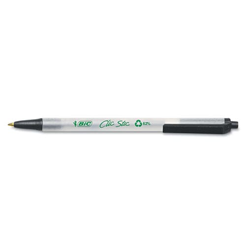 BIC Ecolutions Clic Stic Ballpoint Pen Retractable Medium 1 Mm Black Ink Clear Barrel Dozen - School Supplies - BIC®