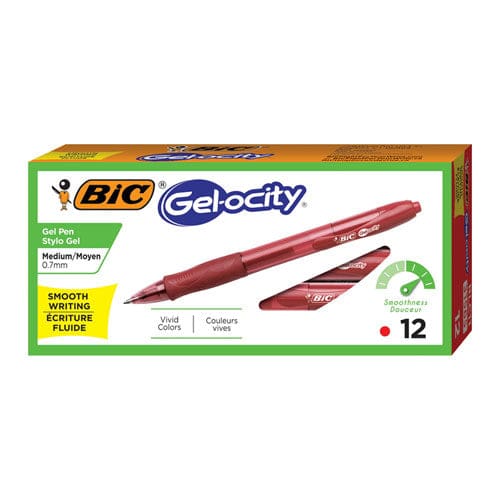 BIC Gel-ocity Gel Pen Retractable Medium 0.7 Mm Blue Ink Translucent Blue Barrel Dozen - School Supplies - BIC®