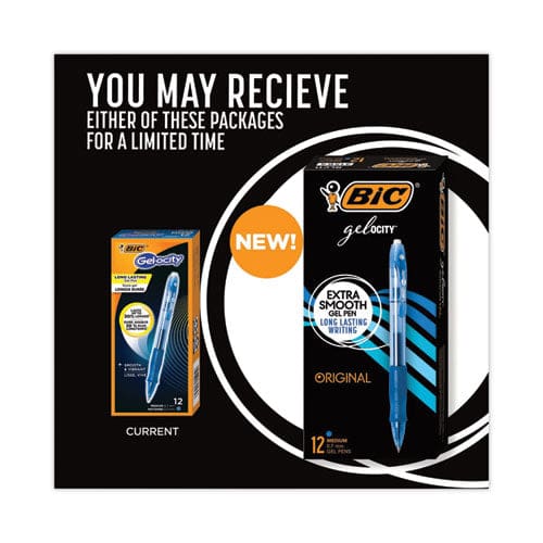 BIC Gel-ocity Gel Pen Retractable Medium 0.7 Mm Blue Ink Translucent Blue Barrel Dozen - School Supplies - BIC®