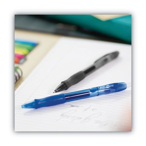 BIC Gel-ocity Gel Pen Retractable Medium 0.7 Mm Blue Ink Translucent Blue Barrel Dozen - School Supplies - BIC®