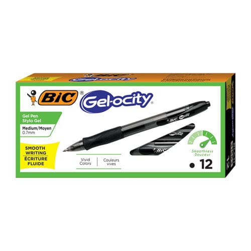 BIC Gel-ocity Gel Pen Retractable Medium 0.7 Mm Blue Ink Translucent Blue Barrel Dozen - School Supplies - BIC®