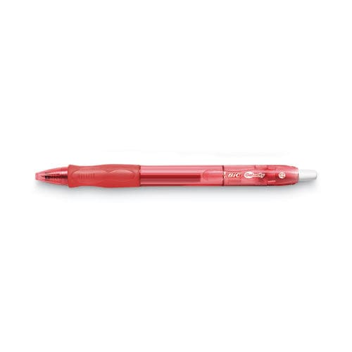 BIC Gel-ocity Gel Pen Retractable Medium 0.7 Mm Red Ink Translucent Red Barrel Dozen - School Supplies - BIC®