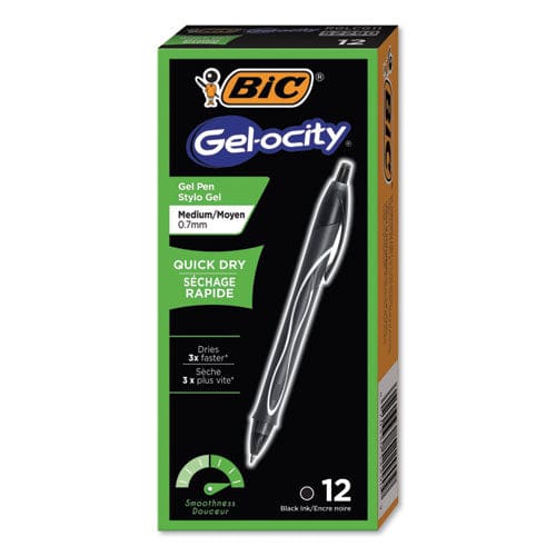 BIC Gel-ocity Quick Dry Gel Pen Retractable Fine 0.7 Mm Three Assorted Ink And Barrel Colors Dozen - School Supplies - BIC®