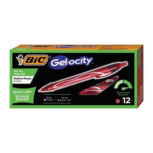 BIC Gel-ocity Quick Dry Gel Pen Retractable Medium 0.7 Mm Blue Ink Blue Barrel Dozen - School Supplies - BIC®