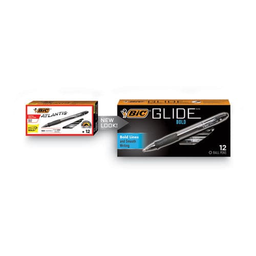 BIC Glide Bold Ballpoint Pen Retractable Bold 1.6 Mm Black Ink Smoke Barrel Dozen - School Supplies - BIC®