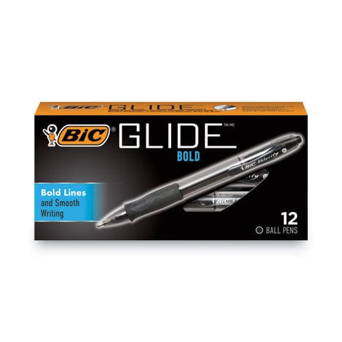 BIC Glide Bold Ballpoint Pen Retractable Bold 1.6 Mm Black Ink Smoke Barrel Dozen - School Supplies - BIC®